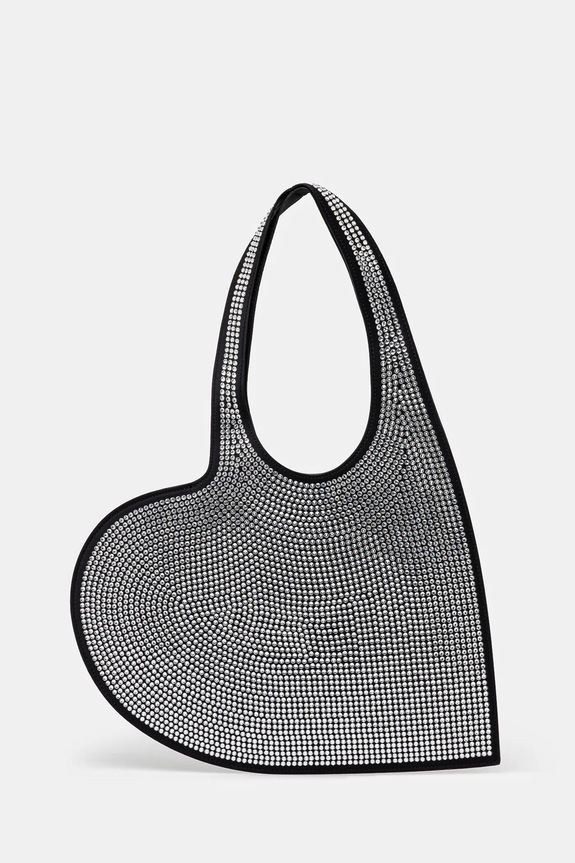 Coperni torebka Crystal-Embellished Mini Heart Tote aplikacja czarny COPBA14BIS455