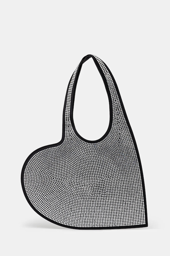 Coperni torebka Crystal-Embellished Mini Heart Tote aplikacja czarny COPBA14BIS455