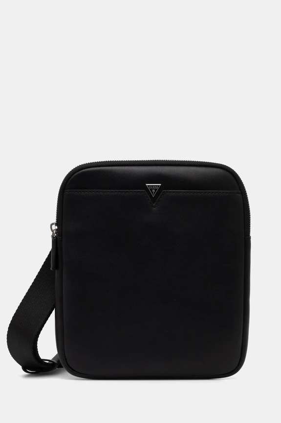 Δερμάτινο φακελάκι Guess FIRENZE λείο δέρμα μαύρο HMFISE.P4423