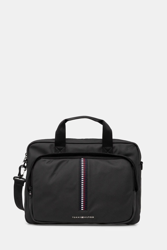 Taška Tommy Hilfiger imitácia kože čierna AM0AM12728