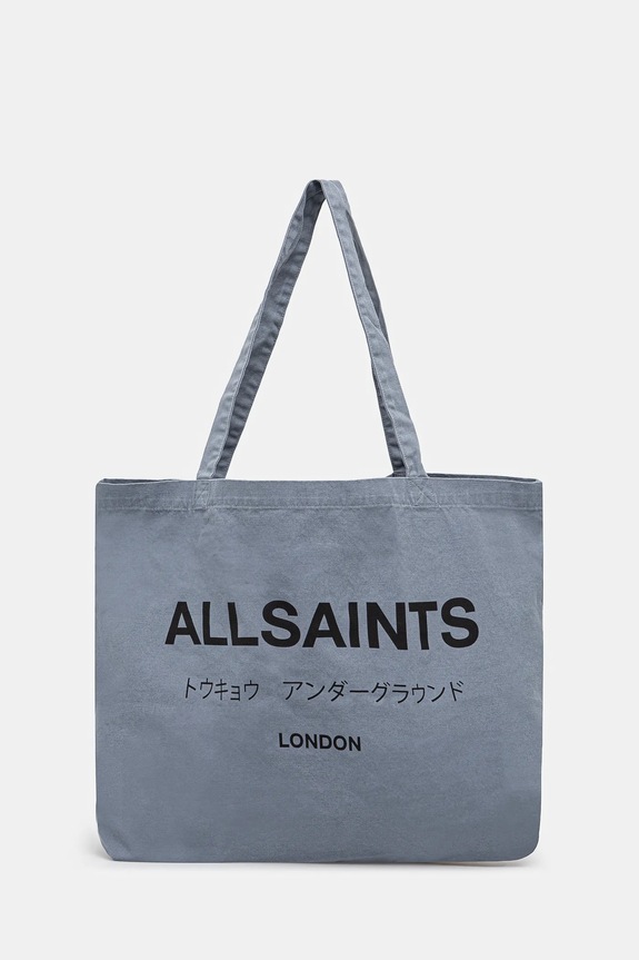 Bavlněná taška AllSaints 38 x 35 x 12 cm potisk modrá M170XB