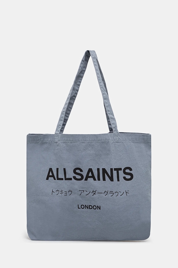 Bavlněná taška AllSaints 38 x 35 x 12 cm potisk modrá M170XB