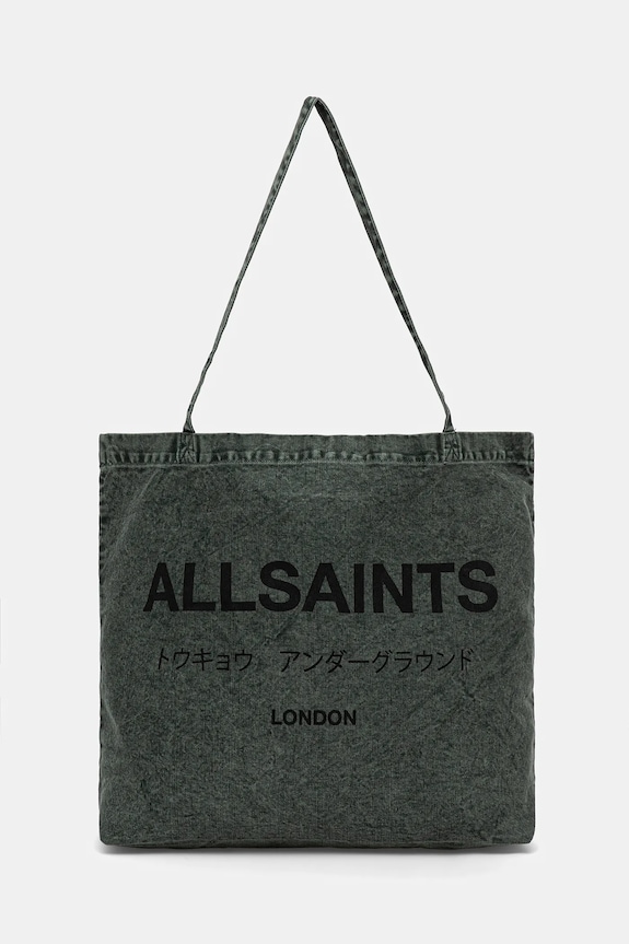 AllSaints torba bawełniana 38 x 35 x 12 cm mieści A4 zielony M170XB