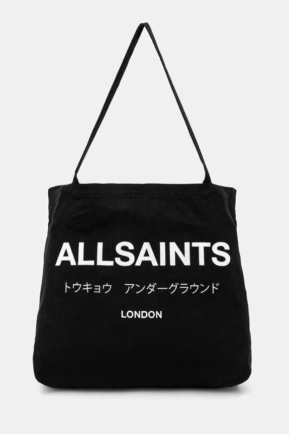 AllSaints torba bawełniana 38 x 35 x 12 cm mieści A4 czarny M170XB