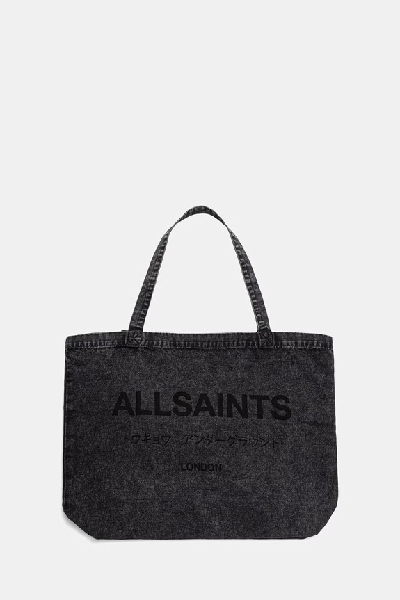 AllSaints torba męska jeansowa mieści A4 szary M249XB