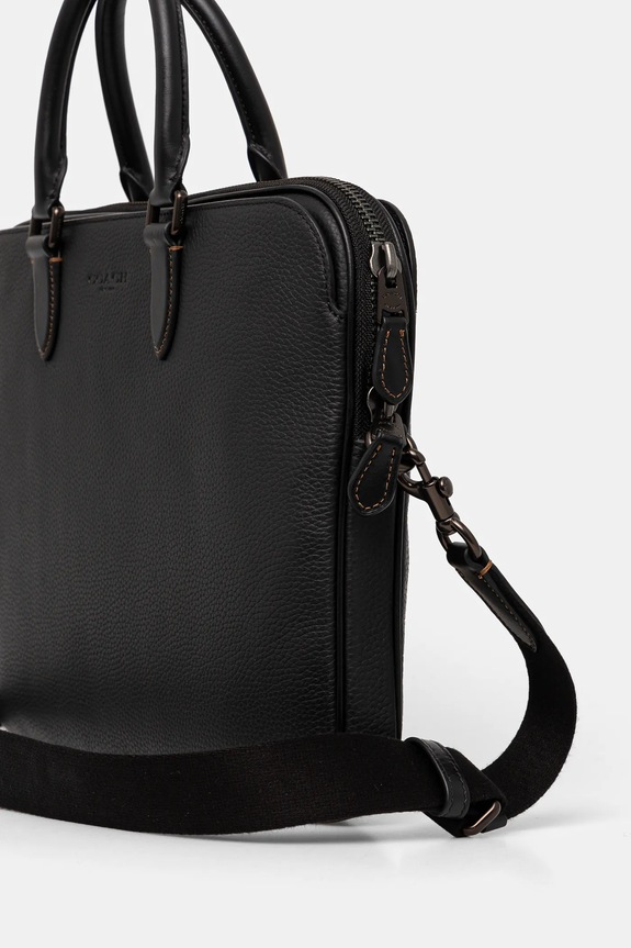 Δερμάτινη τσάντα φορητού υπολογιστή Coach CV956 μαύρο AW24