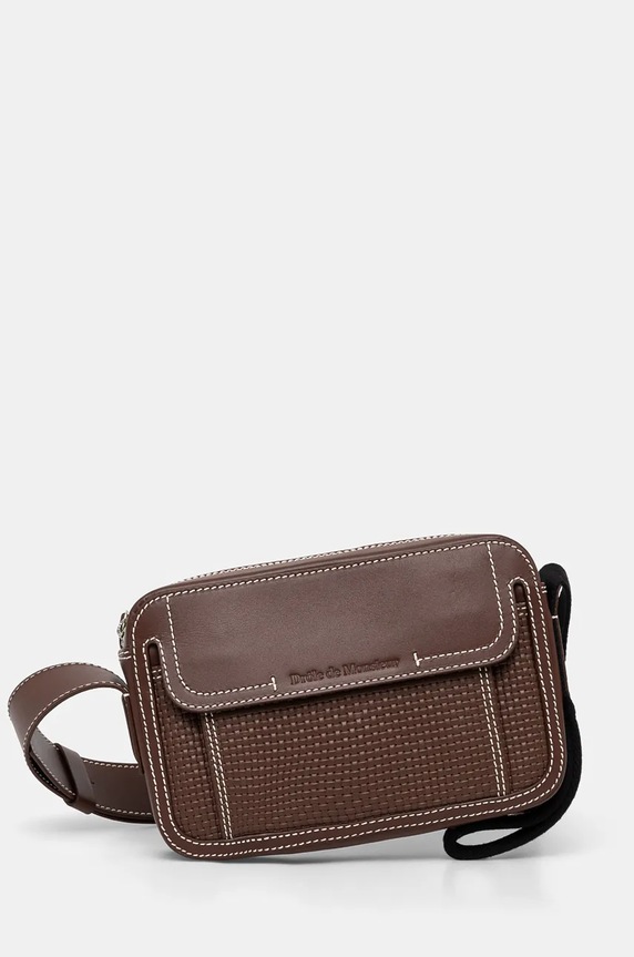 Drôle de Monsieur pochette in pelle La Sacoche SurpiquEe pelle fiore marrone E.AC100.LH011.BN