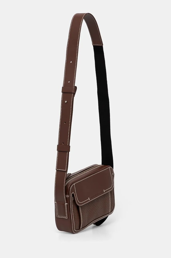 Drôle de Monsieur pochette in pelle La Sacoche SurpiquEe E.AC100.LH011.BN marrone AW24