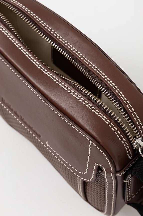 Drôle de Monsieur pochette in pelle La Sacoche SurpiquEe E.AC100.LH011.BN marrone