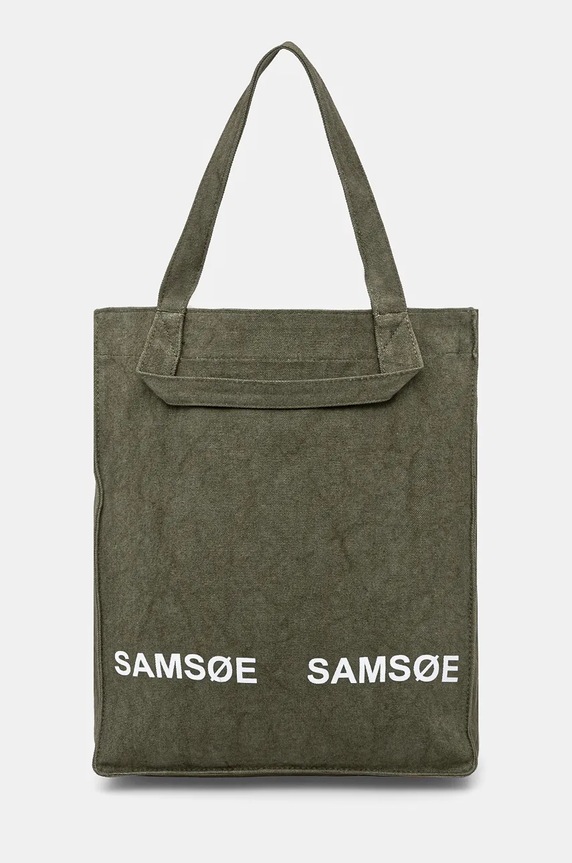 Samsoe Samsoe torebka bawełniana SALUCCA mieści A4 zielony U24300002