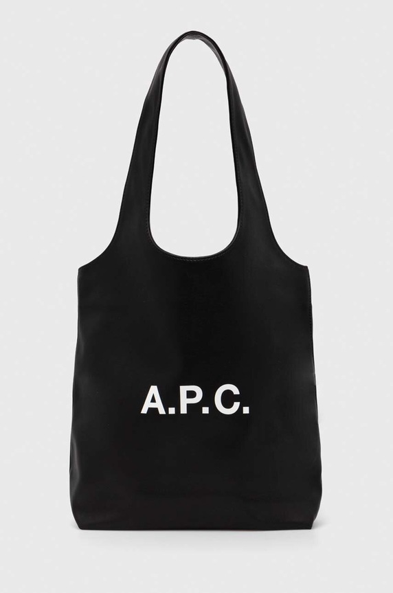 Τσάντα A.P.C. tote ninon small απομίμηση λείου δέρματος μαύρο PUAAT.M61861
