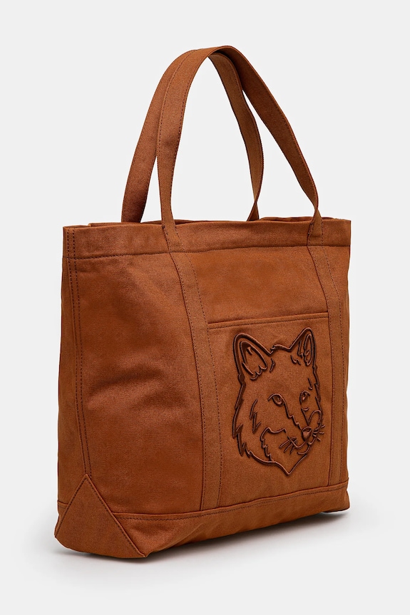 Maison Kitsuné cotton bag Fox Head LW05104WW0107 brown SS26