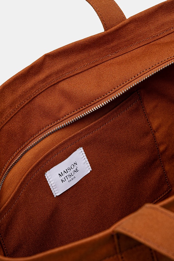 Maison Kitsuné cotton bag Fox Head LW05104WW0107 brown