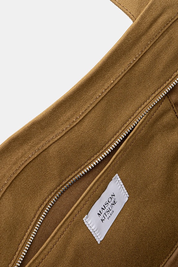 Памучна чанта Maison Kitsuné Fox Head Xl Tote LW05105WW0107 зелен