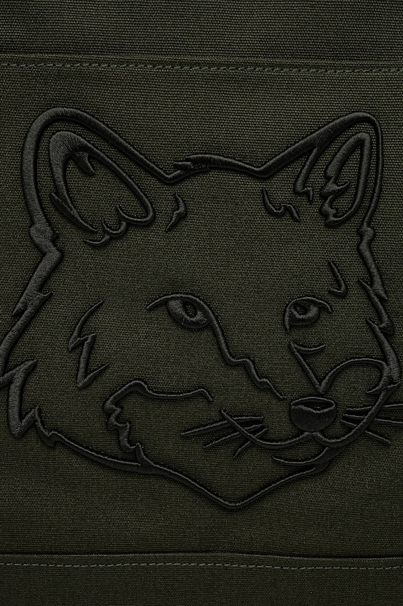 Maison Kitsuné cotton bag Fox Head Xl Tote green LW05105WW0107