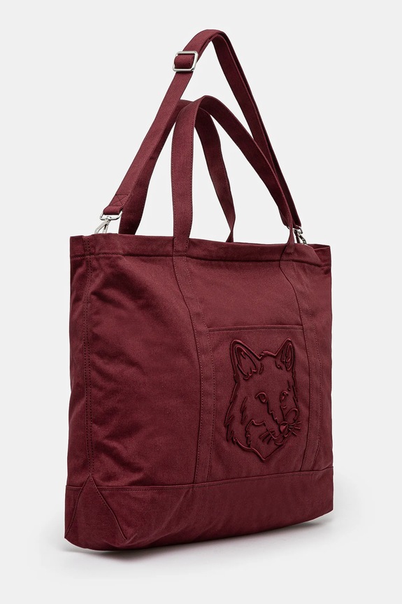 Maison Kitsuné cotton bag Fox Head Xl Tote LW05105WW0107 maroon AW24