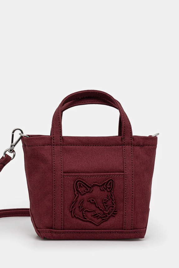 Maison Kitsuné bag Fox Head Mini Tote detachable strap maroon MW05106WW0107