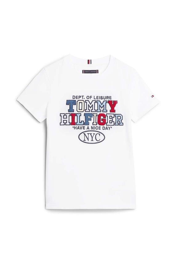Tommy Hilfiger t-shirt bawełniany dziecięcy KB0KB08664.9BYH.116.122 biały AW24