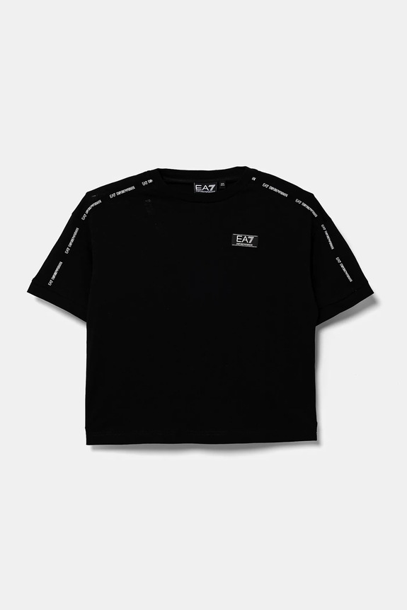Dětské bavlněné tričko EA7 Emporio Armani kulatý černá 6DBT57.BJ02Z