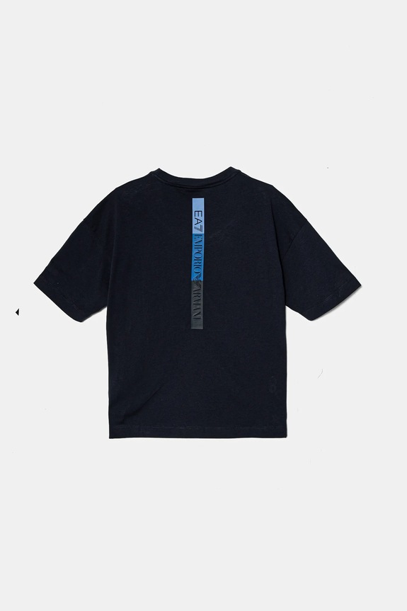 Dětské bavlněné tričko EA7 Emporio Armani 6DBT59.BJ02Z modrá AW24