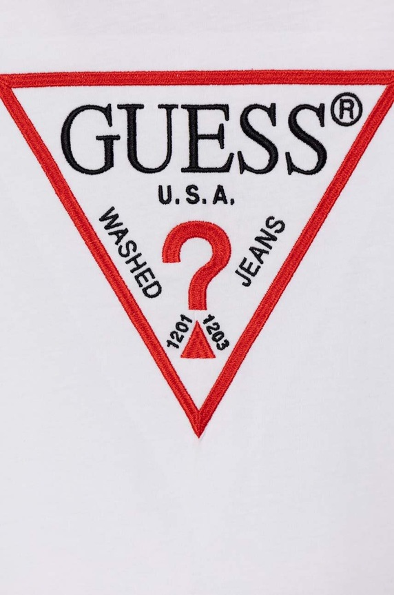 Παιδικό βαμβακερό μπλουζάκι Guess λευκό L4YI54.K8HM4.9BYH