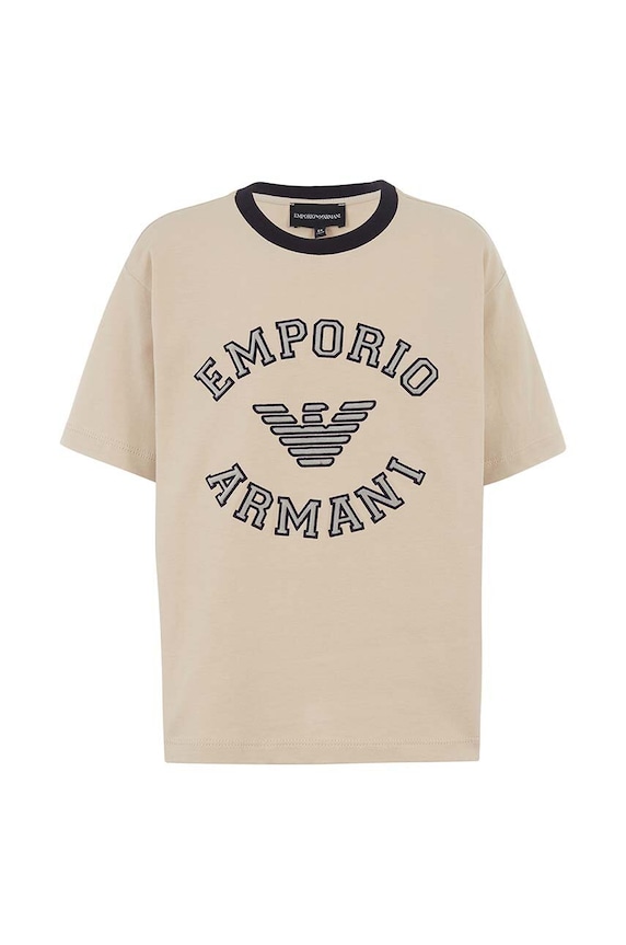 Detské bavlnené tričko Emporio Armani bavlna béžová 6D4TJB.4J54Z