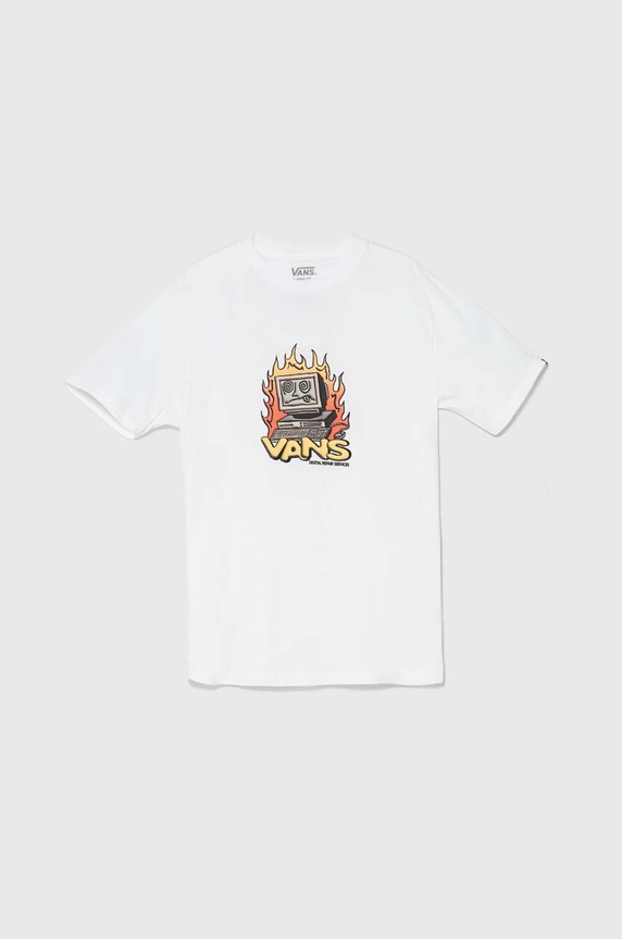 Dětské bavlněné tričko Vans Digital Repair kulatý bílá VN000JC3WHT1