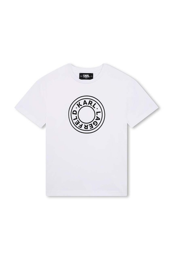 Dječja pamučna majica kratkih rukava Karl Lagerfeld print bijela Z30235.162.174