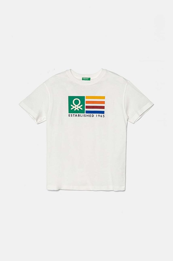 Παιδικό βαμβακερό μπλουζάκι United Colors of Benetton στάμπα μπεζ 3I1XC10JL.G.Seasonal