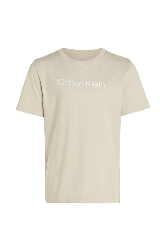 Dětské bavlněné tričko Calvin Klein Jeans IU0IU00682.128.176.9BYH béžová SS26