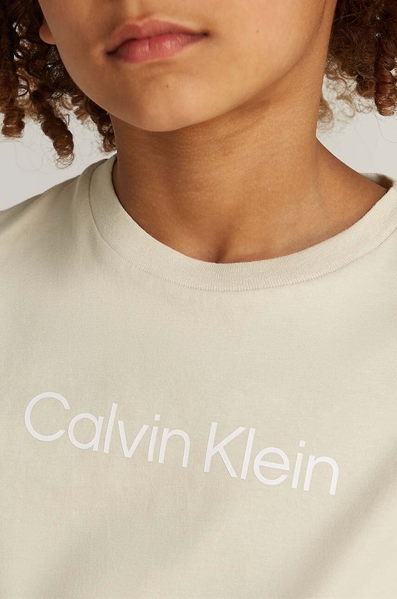 Dětské bavlněné tričko Calvin Klein Jeans IU0IU00682.128.176.9BYH béžová