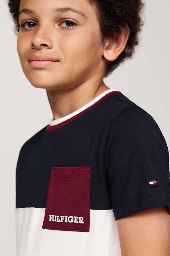Dječaci Dječja pamučna majica kratkih rukava Tommy Hilfiger KB0KB09275.9BYH.128.176 bijela