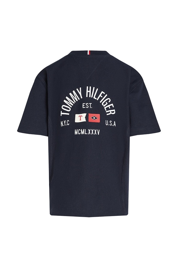 Dečki Otroška bombažna kratka majica Tommy Hilfiger KB0KB09280.9BYH.128.176 mornarsko modra