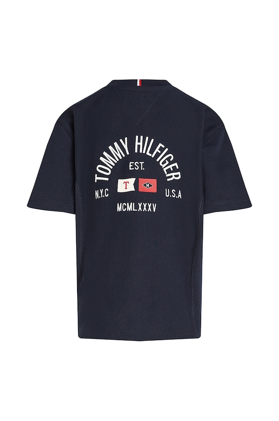Dečki Otroška bombažna kratka majica Tommy Hilfiger KB0KB09280.9BYH.128.176 mornarsko modra