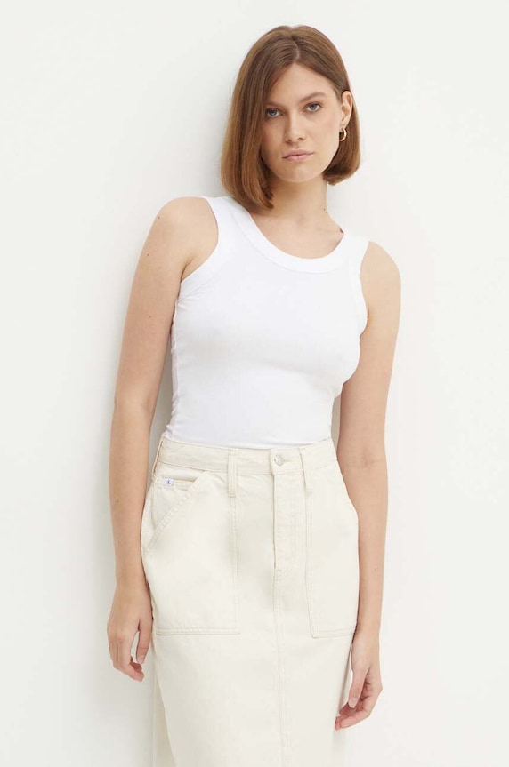 Calvin Klein top z elastanem biały K20K207190