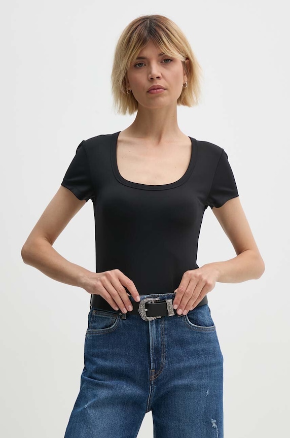 Calvin Klein t-shirt z elastanem czarny K20K207191