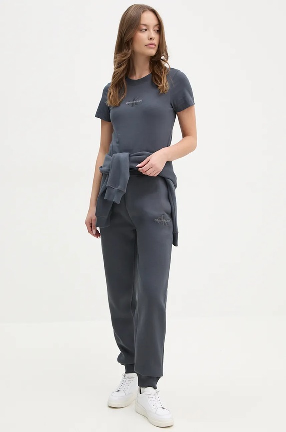 Bavlněné tričko Calvin Klein Jeans J20J223563 šedá NC24