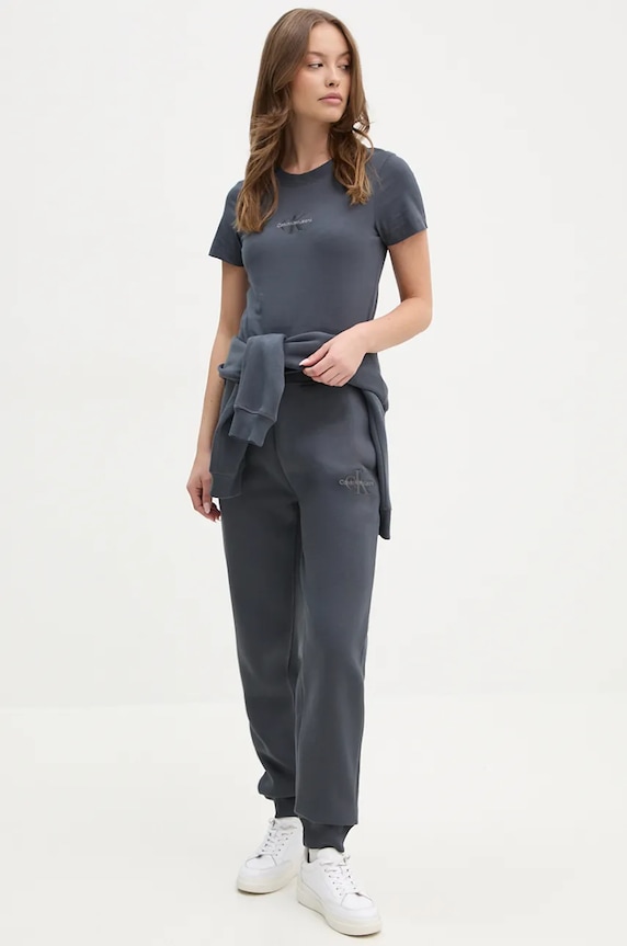 Bavlněné tričko Calvin Klein Jeans J20J223563 šedá NC24