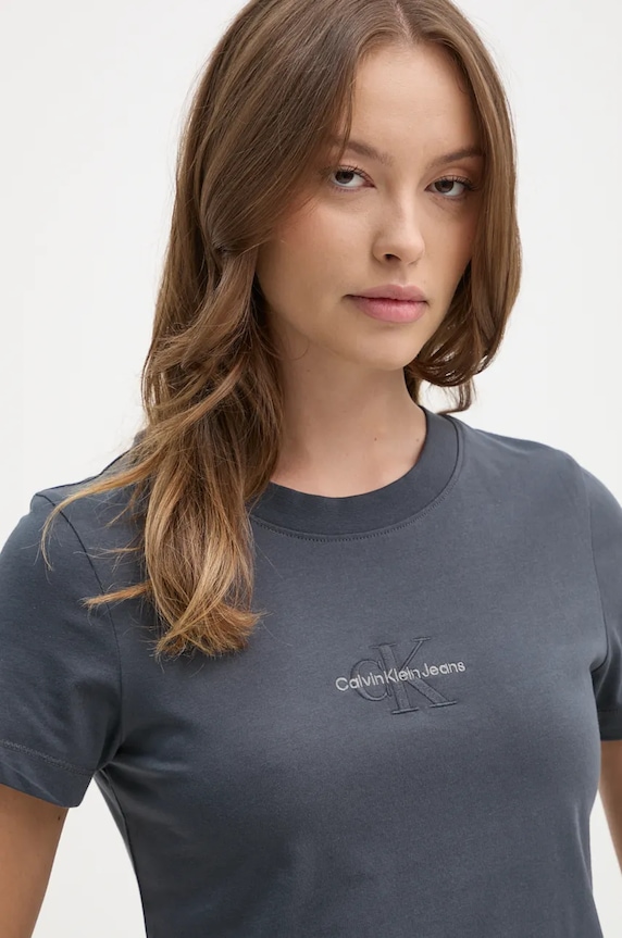 Bavlněné tričko Calvin Klein Jeans šedá J20J223563