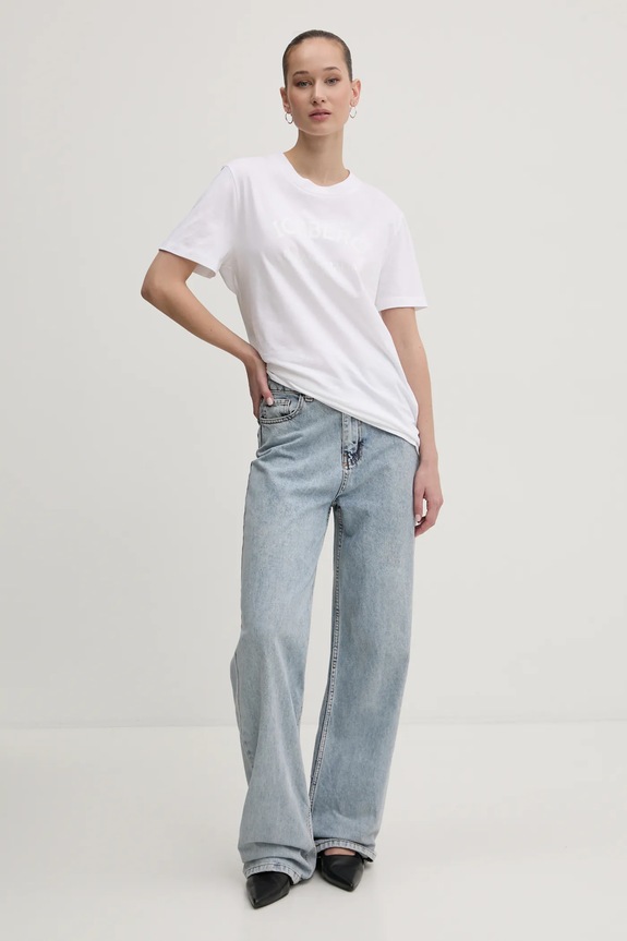 Bombažna kratka majica Iceberg F021.6325 bela AA00