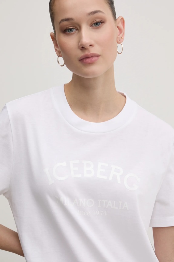 Bombažna kratka majica Iceberg bela F021.6325