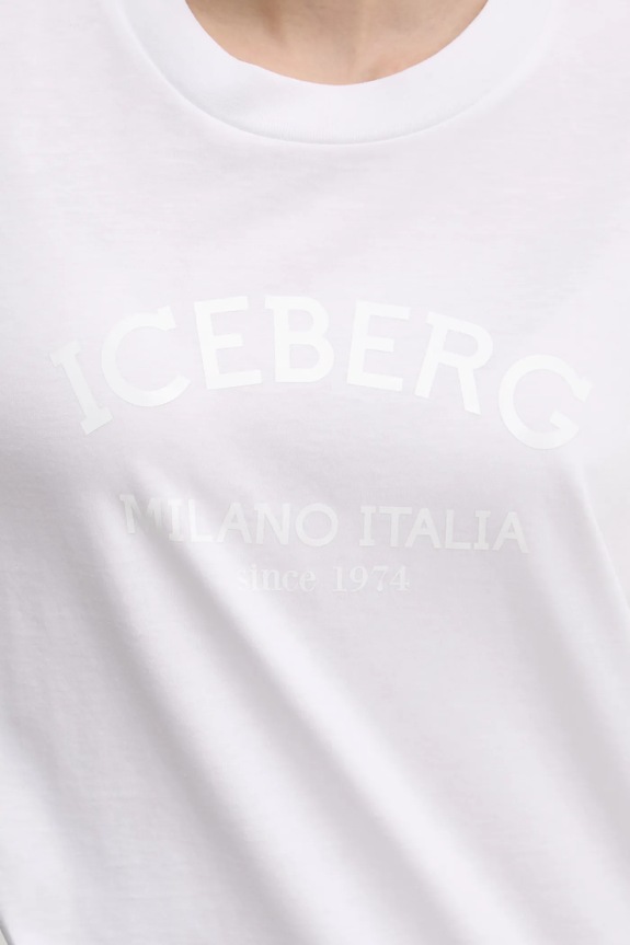 Bombažna kratka majica Iceberg F021.6325 bela