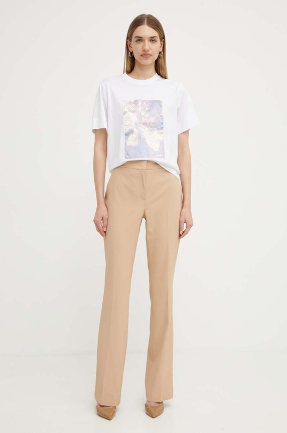 Βαμβακερό μπλουζάκι BOSS 50521931 λευκό AW24