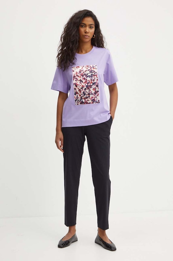 BOSS t-shirt bawełniany 50521931 fioletowy AW24