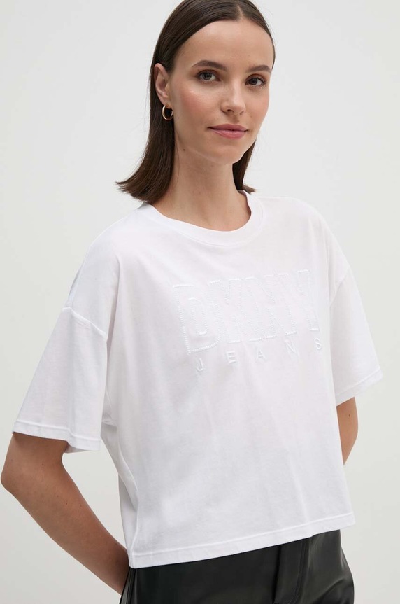 Dkny t-shirt applique bianco DJ4T1178