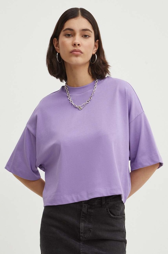 HUGO t-shirt bawełniany Damelody bawełna fioletowy 50520187
