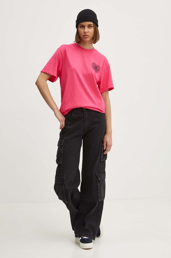 HUGO t-shirt bawełniany nadruk różowy 50521072