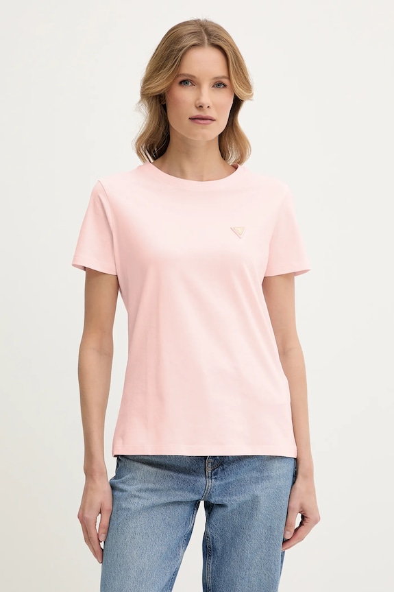 Guess tričko dámské bavlněné s elastanem COLETTE růžová V4YI09.J1314
