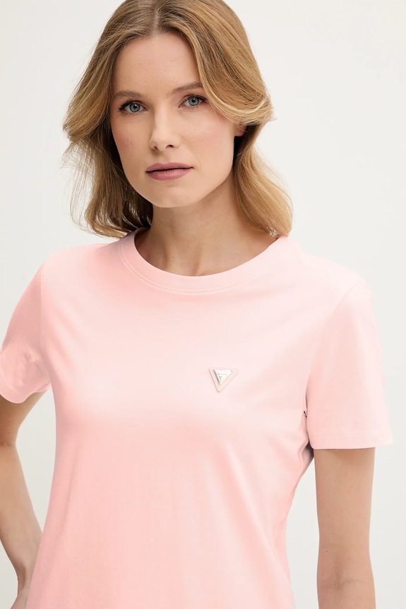 Guess tričko dámské bavlněné s elastanem COLETTE V4YI09.J1314 růžová SS26