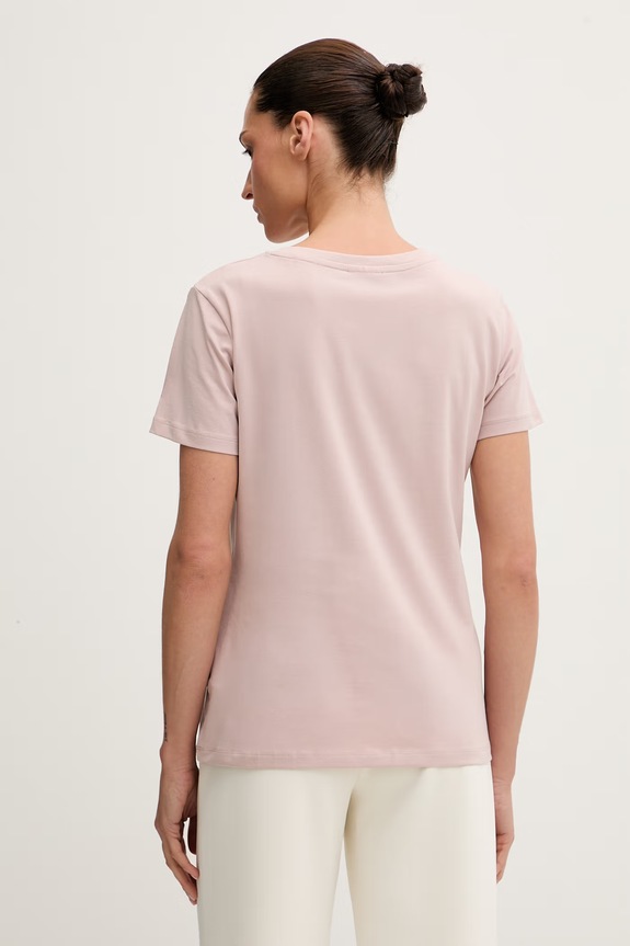 Odzież Guess T-shirt damski bawełniany z elastanem COLETTE V4YI09.J1314 różowy